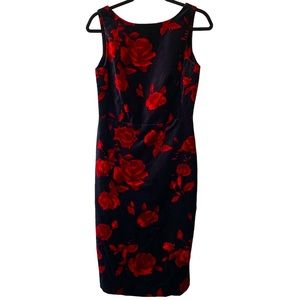 Talbots Red Roses Velvet Dress Women’s Size 2 Black Red